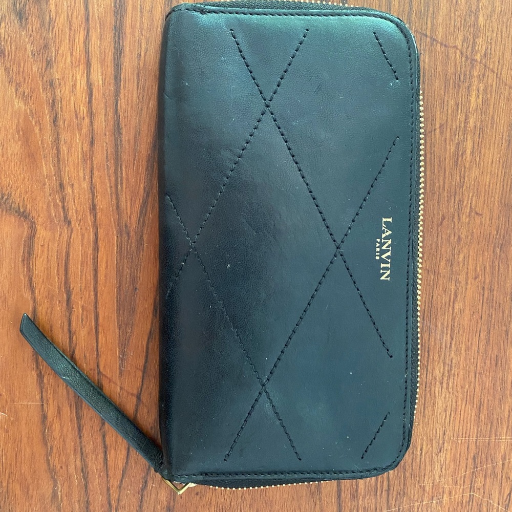 Lanvin leather wallet with gold writing